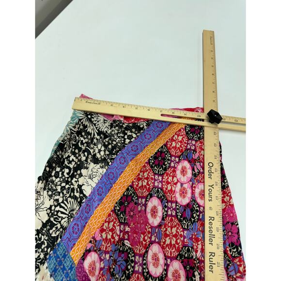 Pinko‎ Skirt Womens 2 Pink Bibidi Gonna Pink Printed Crepe Patchwork Floral - Picture 8 of 12